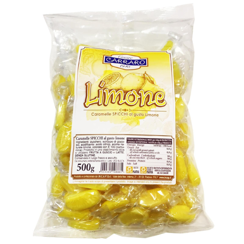 Caramelle Dure - Carraro - Spicchi al Limone - 500 g