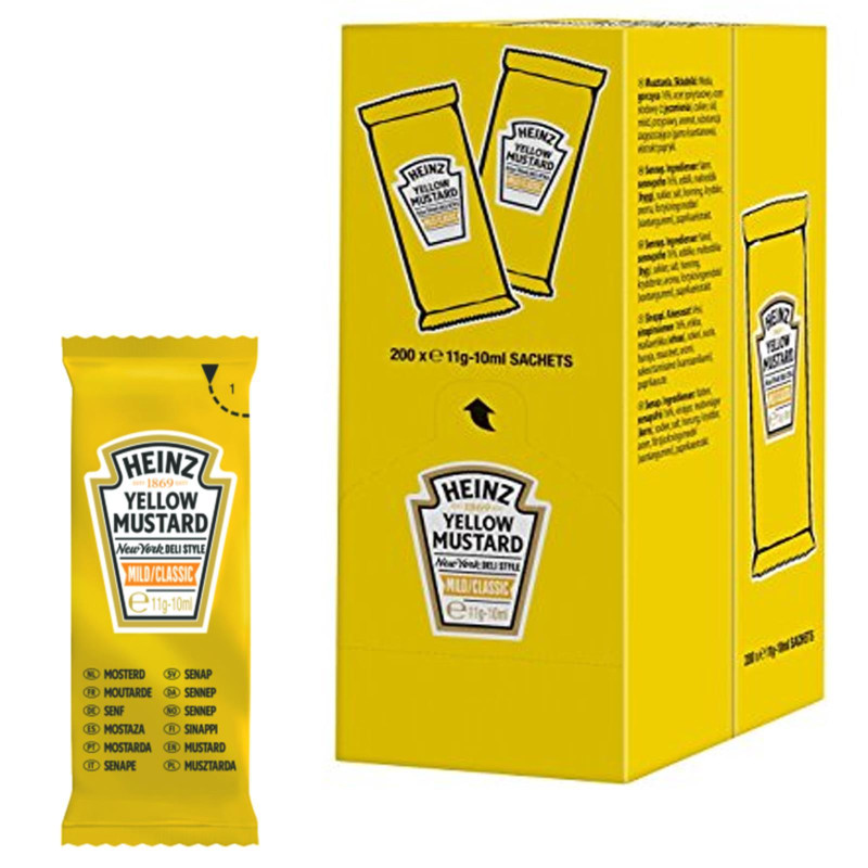 Yellow Mustard - Mostarda Heinz - Monoporzione - 10 ml - Senape - 200 Bustine