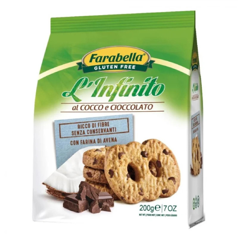 Biscotti Farabella - Biscotti L'Infinito Cocco e Cioccolato - Senza Glutine - Pacchetto 200 g 