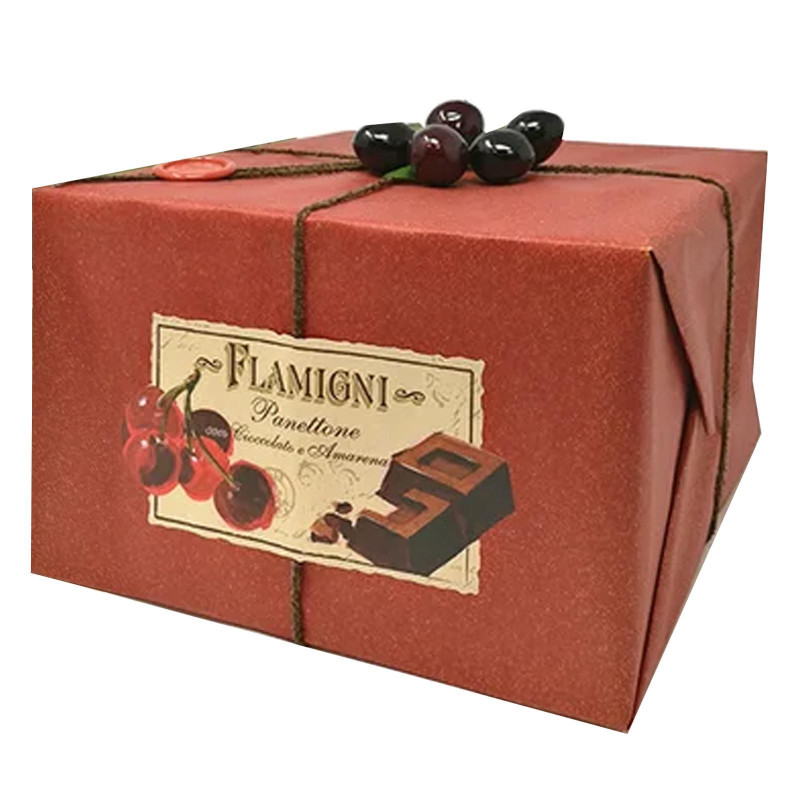 Panettone Flamigni - Panettone Amarena e Cioccolato - Cofanetto Rustico - 1 Kg