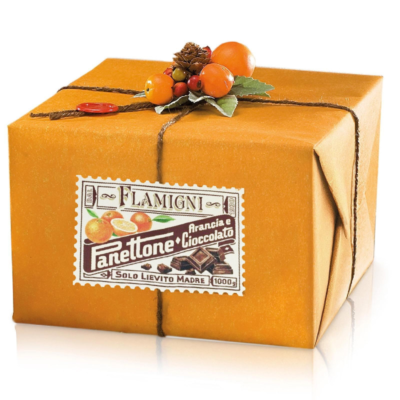 Panettone Flamigni - Panettone Arancia e Cioccolato - Sacchetto Rustico - 1 Kg