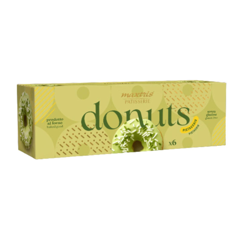 Donuts Maxtris - Patisserie - Gusto Pistacchio - Verde - Confezione da 6 pz - 210 g