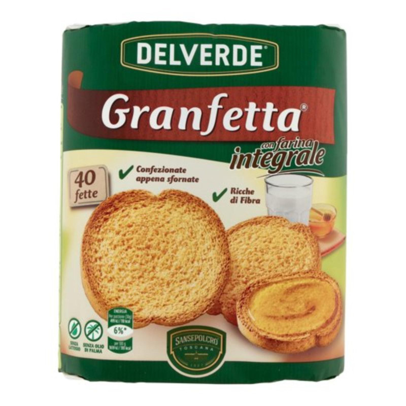 Fette Biscottate - Del Verde - Granfetta - Integrale - Sansepolcro - 40 Fette - 300 g