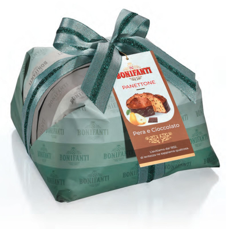 Panettone Bonifanti - Pera e Cioccolato - Incartato a Mano - 1 Kg