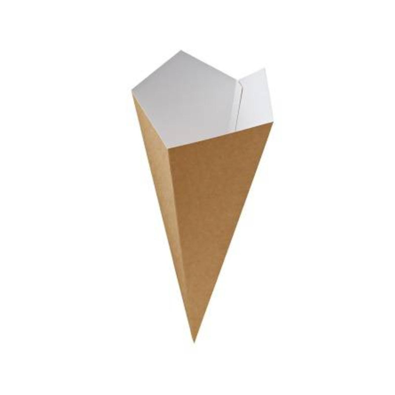 Cono per Fritti in Carta Kraft - Colore Avana - 9,5x9,5xh22,5 cm - 500 ml - 50 Pezzi