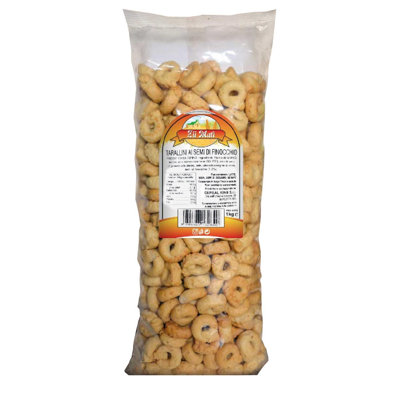 Taralli Pugliesi - Zii Matì - Tarallini - ai Semi di Finocchio - Busta da 1 Kg