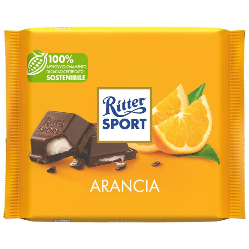 Tavoletta Ritter Sport - Arancia - Cioccolato Fondente con Crema all' Arancia - 100 g