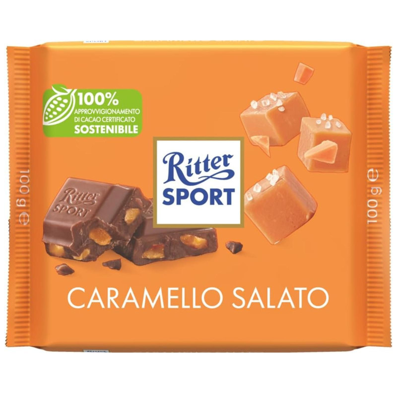 Tavoletta Ritter Sport - Caramello Salato - Cioccolato al Latte e Crisp di Caramello - 100 g