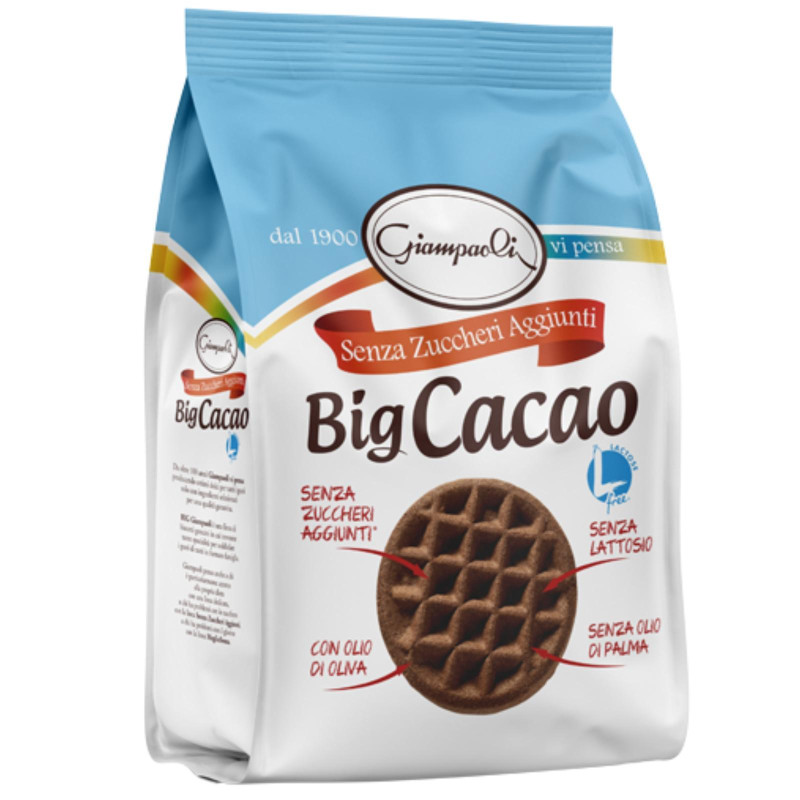 Biscotti Giampaoli - Big Cacao - Senza Zuccheri Aggiunti - Senza Lattosio - 3 x 600 g