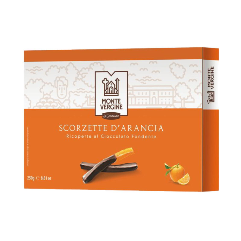 Scorzetta d' Arancia - Di Gennaro - Ricoperte al Cioccolato Fondente - Confezione da 250 g