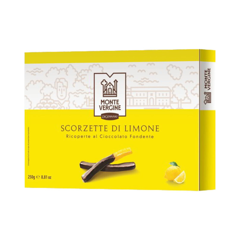 Scorzette di Limone - Di Gennaro - Ricoperte al Cioccolato Fondente - Confezione da 250 g