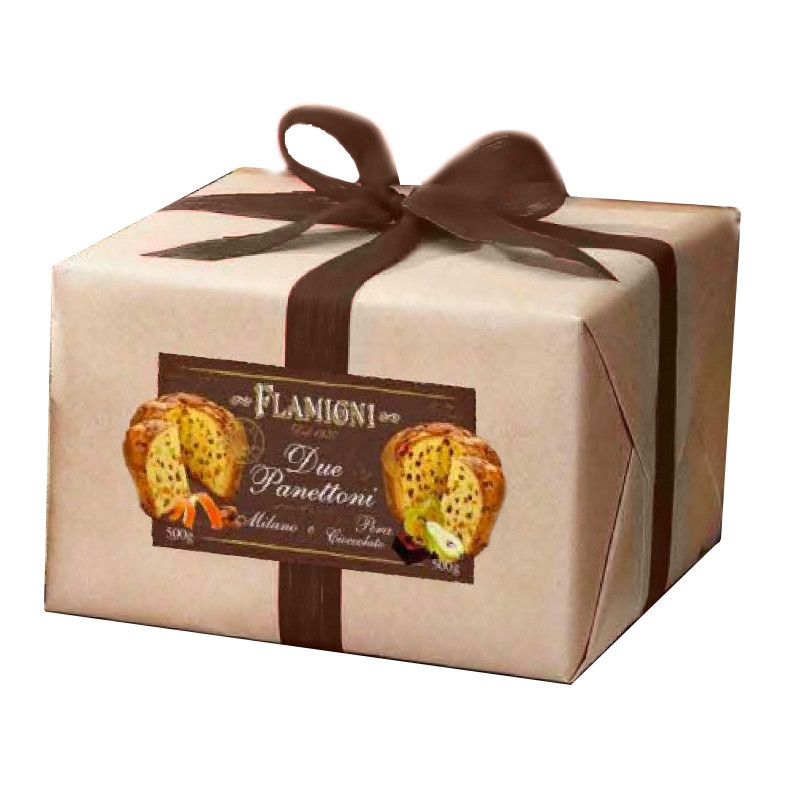 Panettone Flamigni - Due Panettoni - Milano e Pera Cioccolato - 2 da 500 g