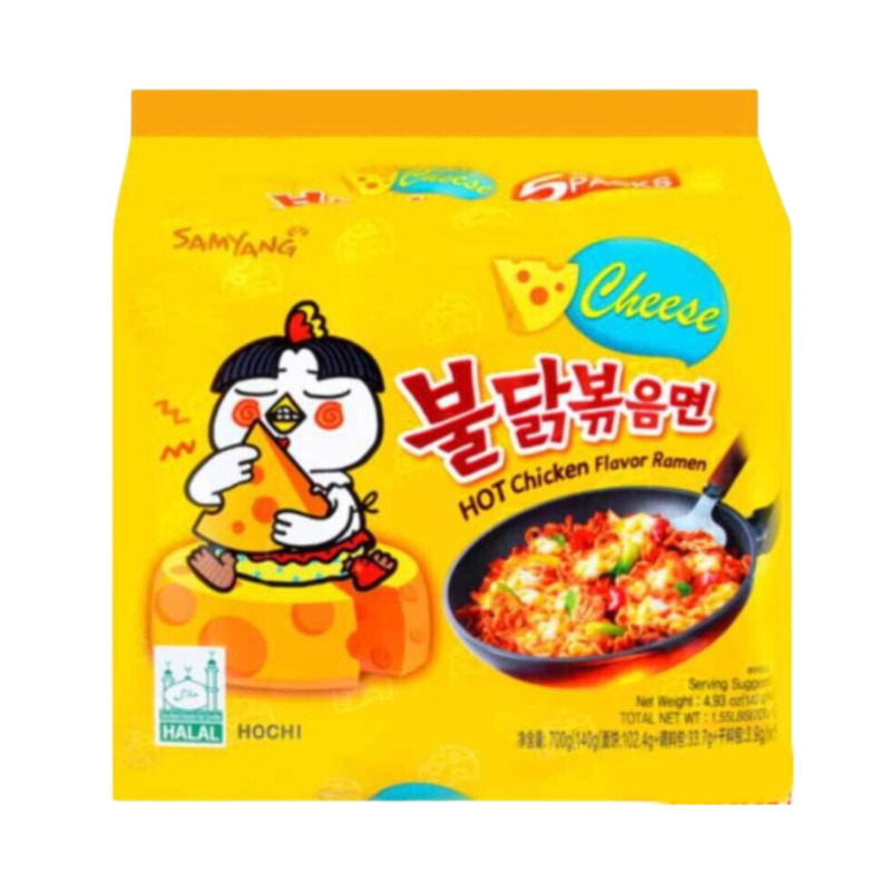 Stir-Fried Ramen - Buldak - Samyang - Fritto - Gusto Pollo e Formaggio - 5 x 140 g