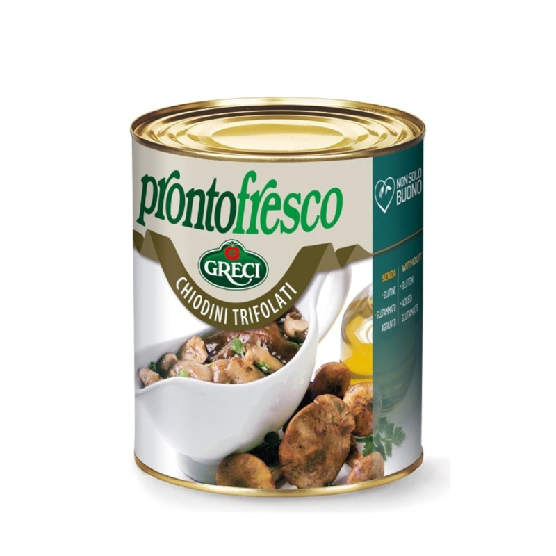 Funghi Chiodini - Greci - Funghi Chiodini Trifolati - Pronto Fresco - Latta da 800 g