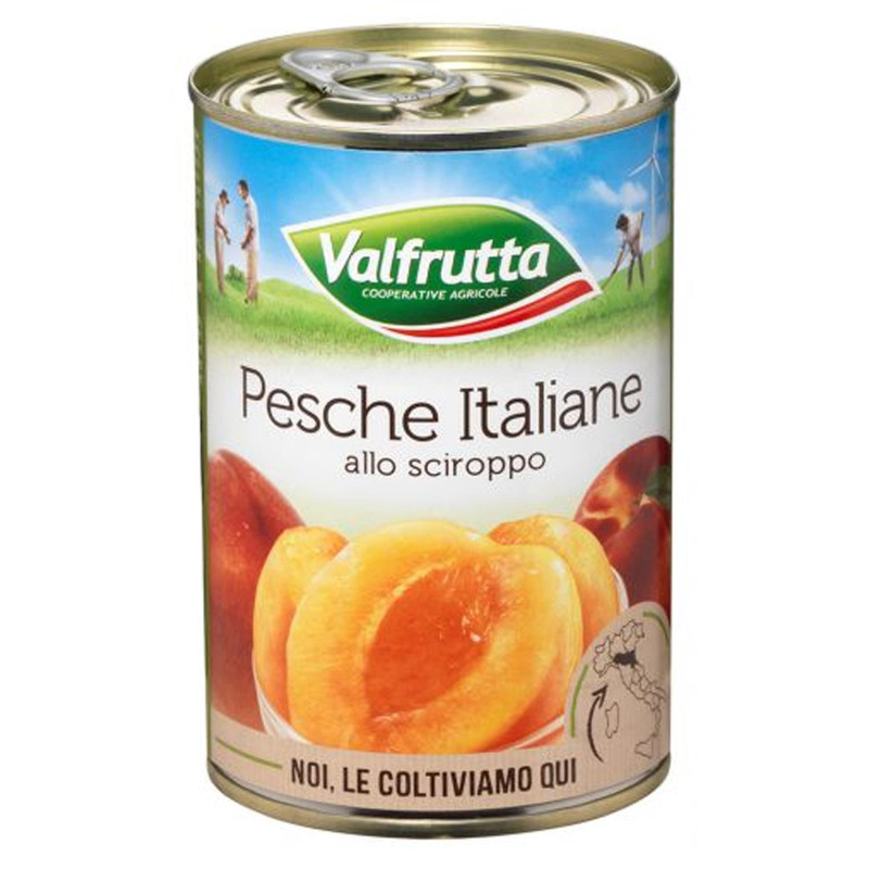 Frutta Valfrutta - Pesche Italiane allo Sciroppo - Barattolo da 411 gr