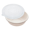 Bowl Fondo Compostabile Bagasse + Coperchio in Plastica PET - 18 cm - 50 Pezzi