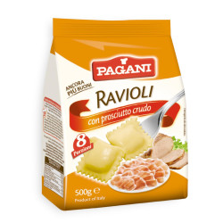 Pasta all'Uovo - Ravioli - Prosciutto Crudo - Pagani - Confezione da 500 gr