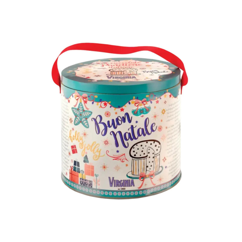 Panettone - Amaretti Virginia - Panettone al Cioccolato - Linea 500 - Latta Metallo 100 g