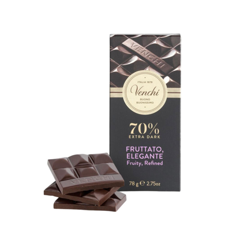 Tavoletta Cioccolato Venchi - Cioccolato Extra Fondente 70%  - Fruttato Elegante - 70 g