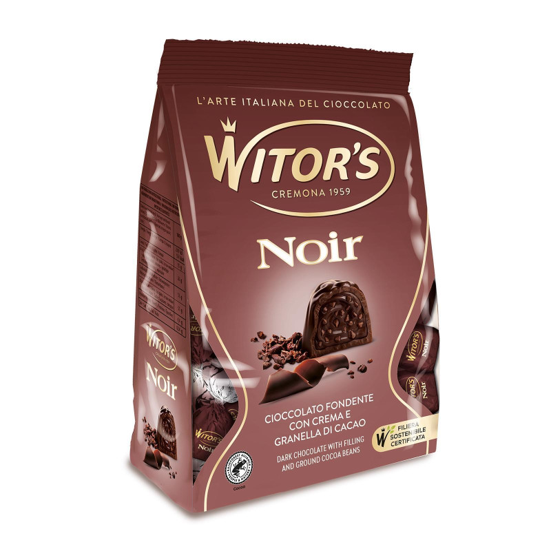 Praline Witor's - Noir Cioccolato Fondente - Crema e Granella Cacao - Busta da 200 g