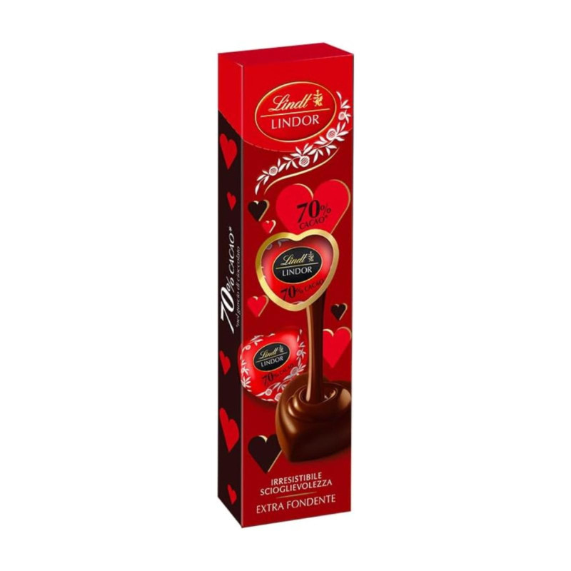 Cioccolatini Cuori Lindor - Cioccolato Fondente - Lindt - Scatolina da 69 g