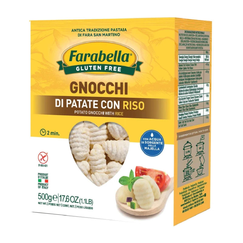 Pasta Farabella - Gnocchi di Patate con Riso - Senza Glutine - Pacco da 500 g