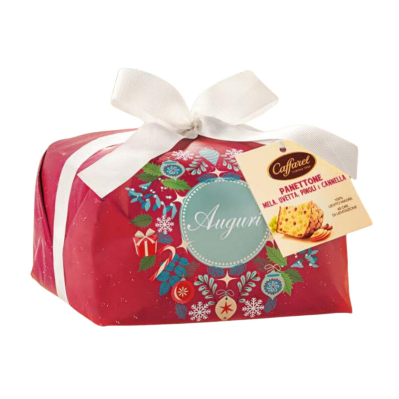 Panettone Caffarel - Panettone Mela, Uvetta, Arancia e Spezie - 750 g - Incartato a Mano