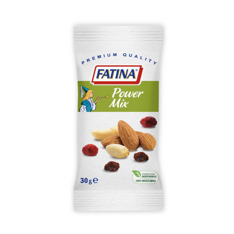 Power Mix - Fatina - Arachidi, Mandorle, Cranberries e Uva - Snack Frutta Secca - 26 x 25 g
