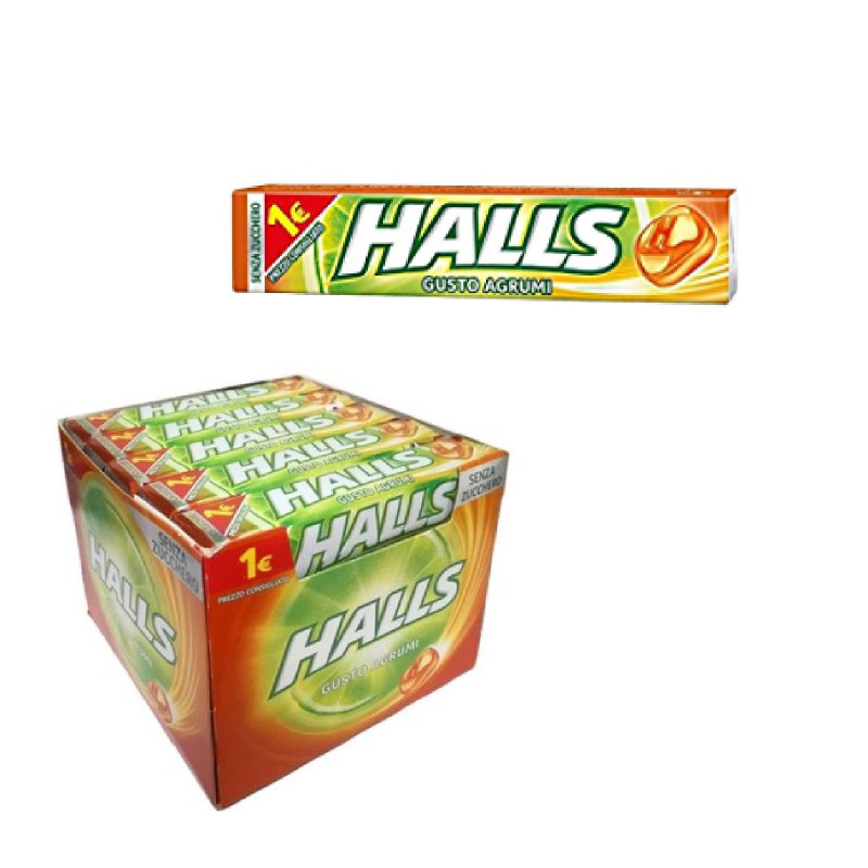 Caramelle Halls - Gusto Agrumi - Senza Zucchero - 20 Pacchetti da 32 gr