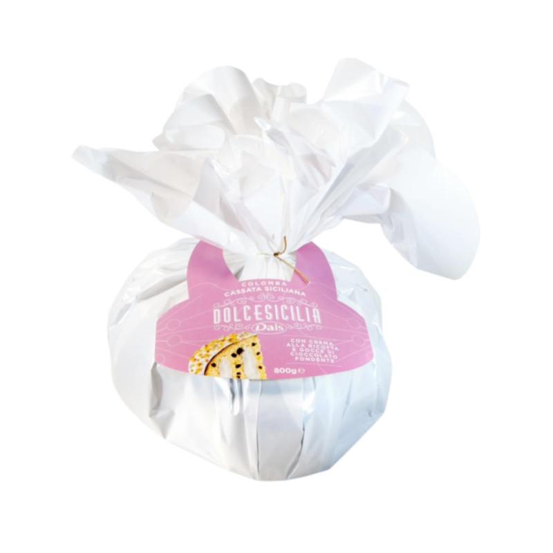 Colomba di Pasqua - Dais - Cassata Siciliana - Crema Ricotta e Gocce Cioccolato - Incartata 800 g