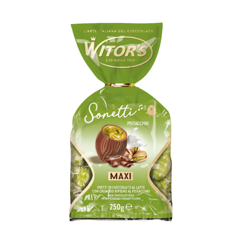 Maxi Ovetti Cioccolato Latte - Witor's - Con Crema al Pistacchio - Busta 250 g