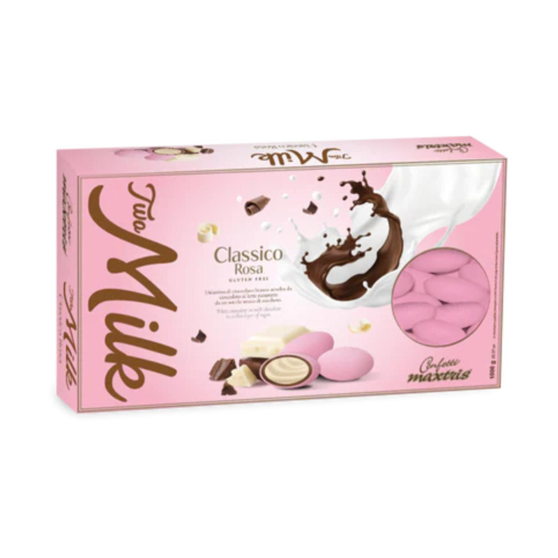 Confetti Maxtris - Two Milk - Cioccolato al Latte e Bianco - Colore Rosa - 1 Kg