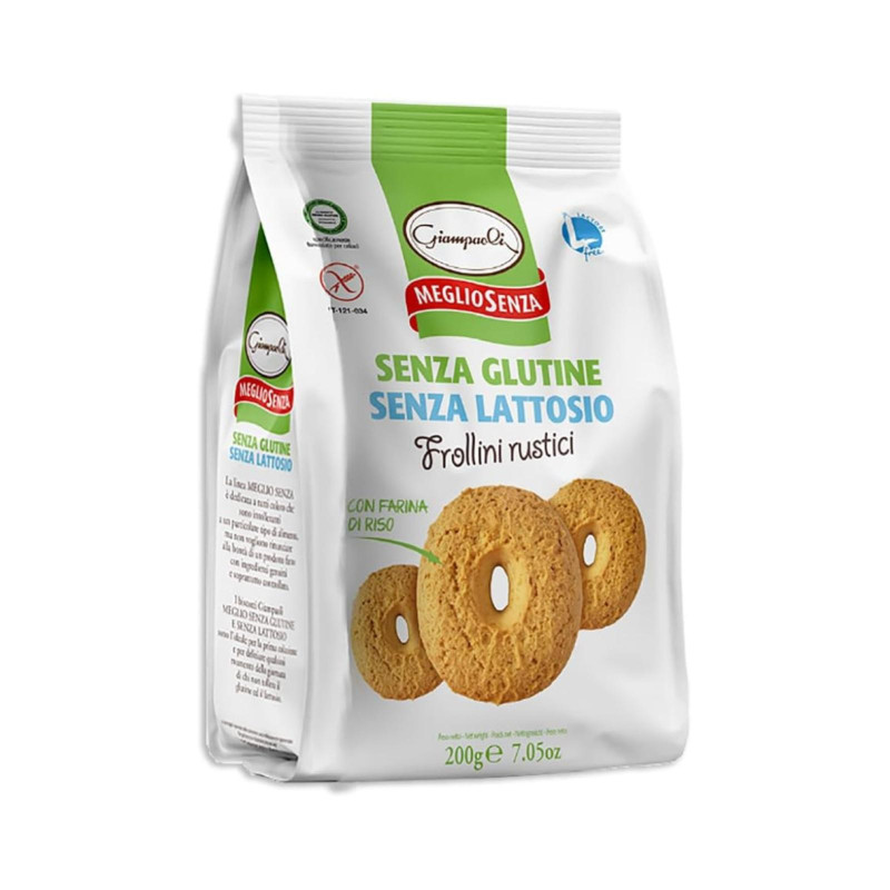 Biscotti Giampaoli - Frollini Rustici - Senza Glutine e Senza Lattosio - 200 g