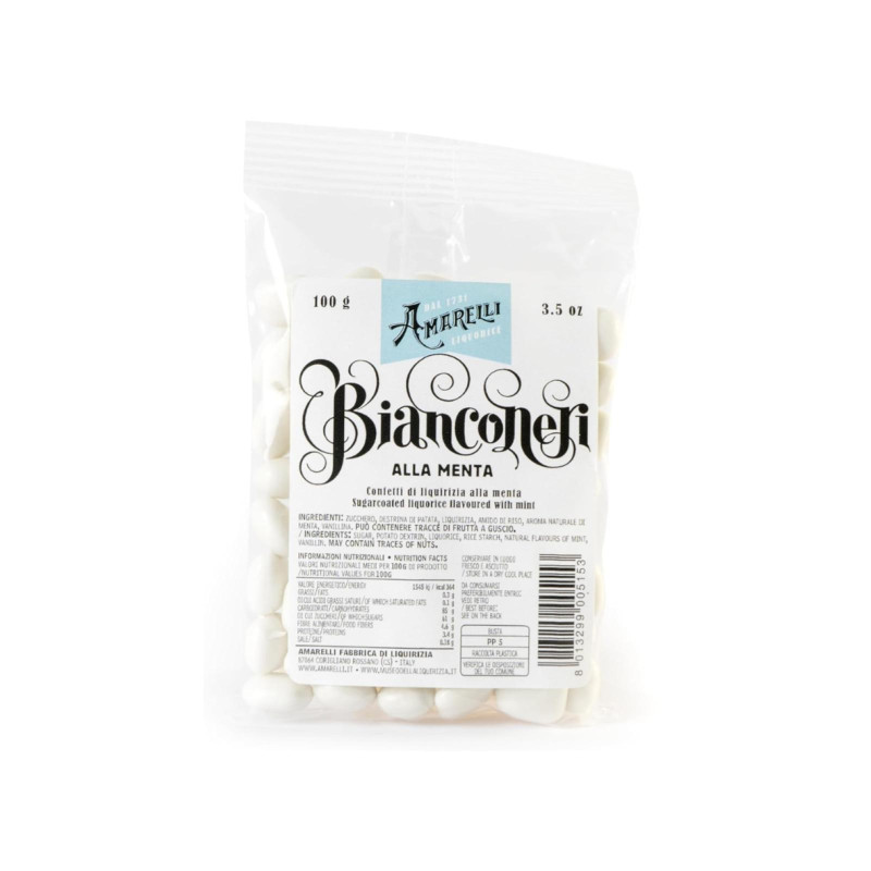 Confetti di Liquirizia - Amarelli Bianconeri alla Menta - Sacchetto da 100 g 