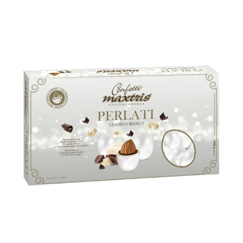 Confetti Maxtris - Perlati - Ciocomandorla - Colore Bianco - 500 g