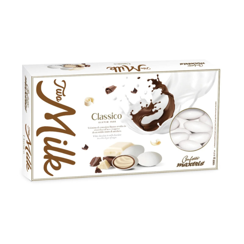 Confetti Maxtris - Two Milk - Cioccolato al Latte e Bianco - Colore Bianco - 1 Kg