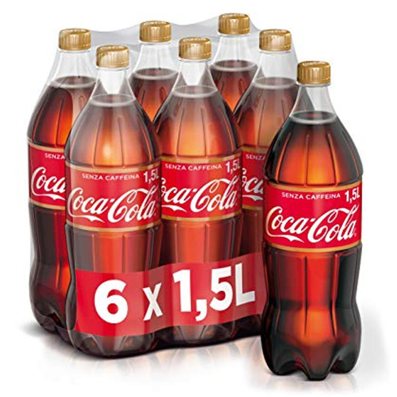 Bibita Frizzante - Coca Cola - Zero Zuccheri - Zero Caffeina - 6 Bottiglie da 1,5 Litri