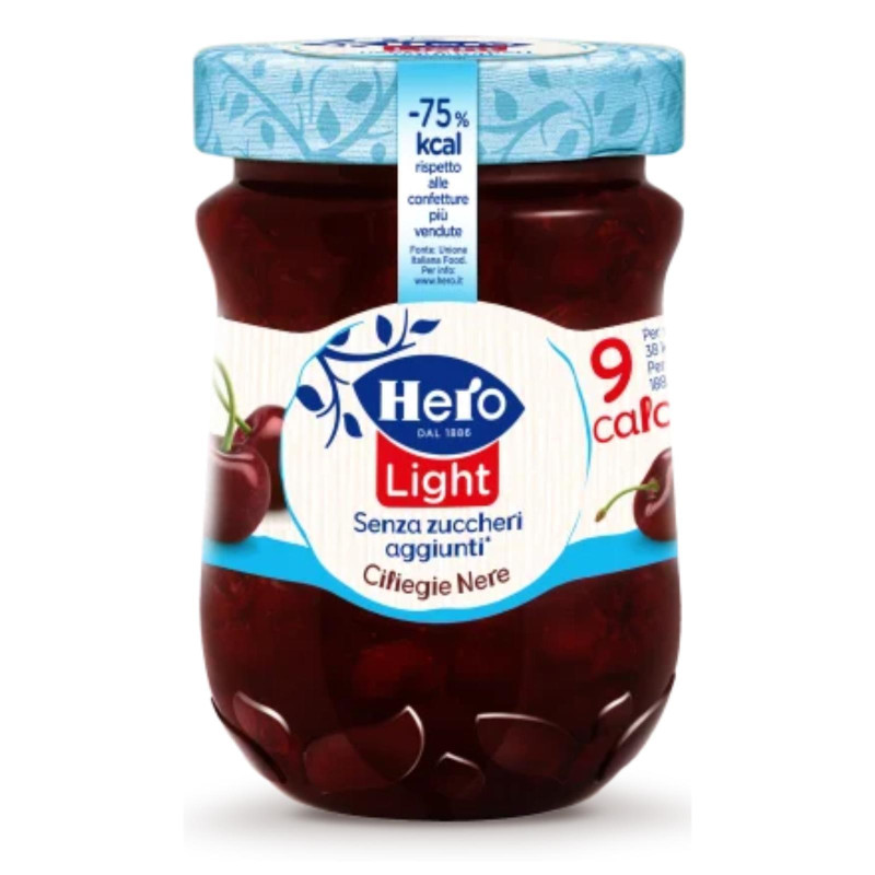 Confettura Hero - Light Senza Zuccheri Aggiunti - Ciliegie Nere - 280 g