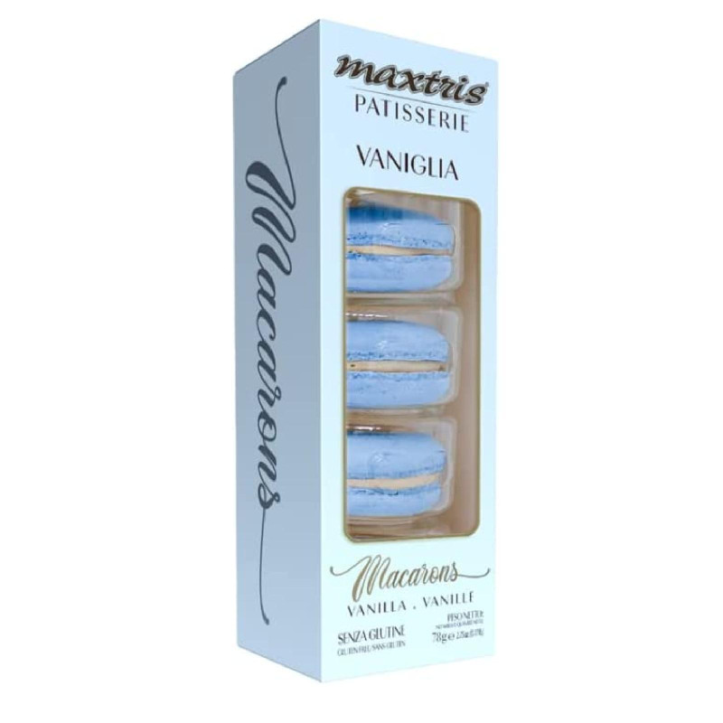 Macarons Maxtris - Patisserie - Gusto Vaniglia - Celeste - 5 pz - 70 g
