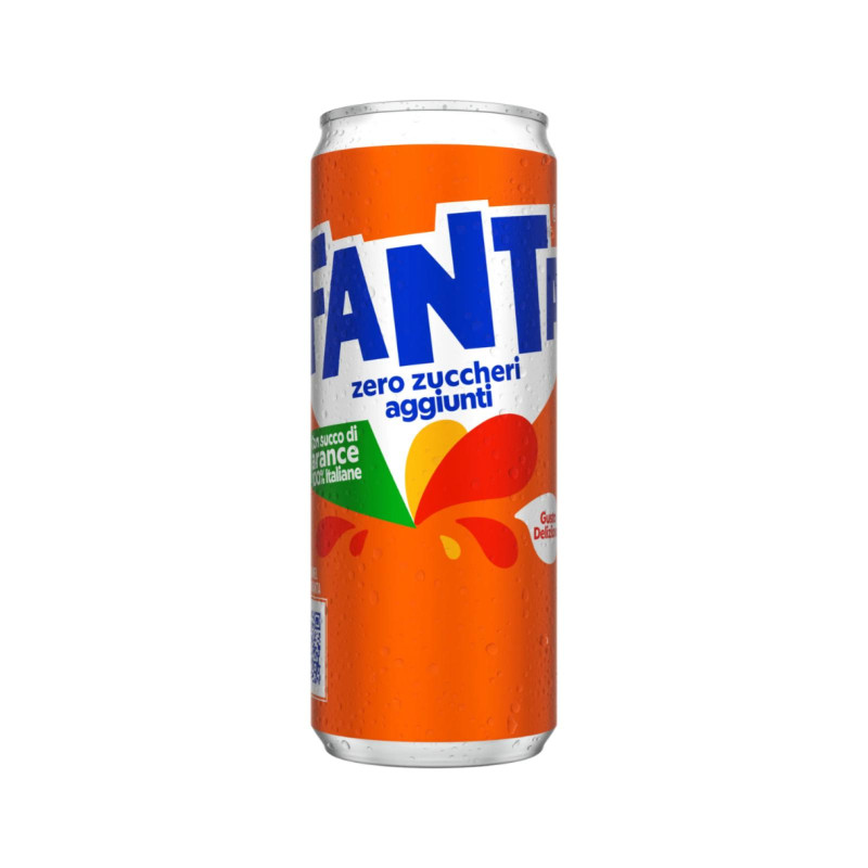 Bibita Frizzante - Fanta Aranciata Zero - Senza Zuccheri Aggiunti - Lattina - 24 x 330 ml