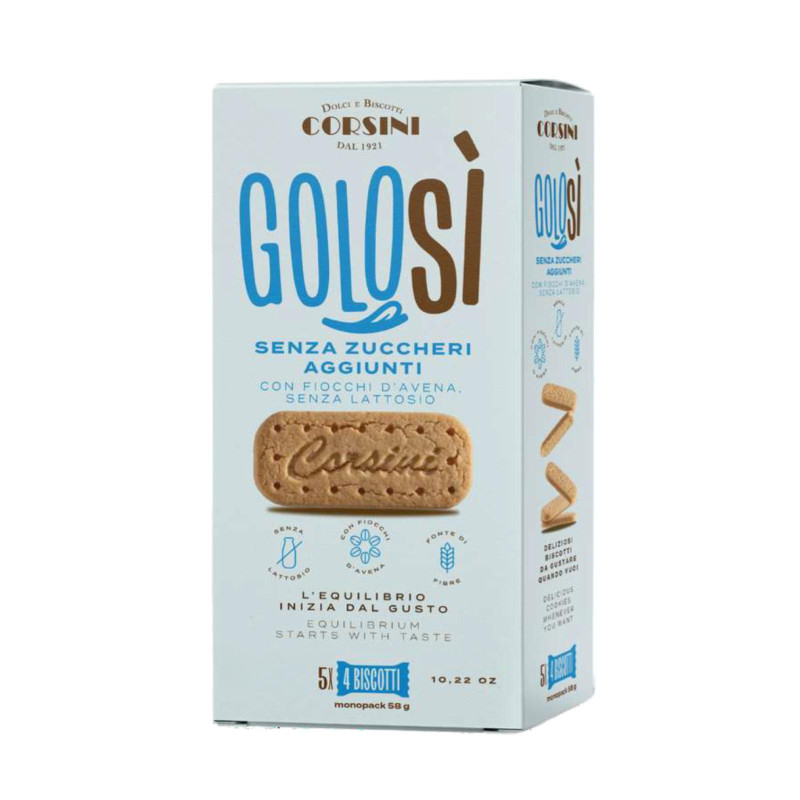 Biscotti - Corsini - Golosì - Senza Zucchero Aggiunto - con Fiocchi D'Avena - 300 g