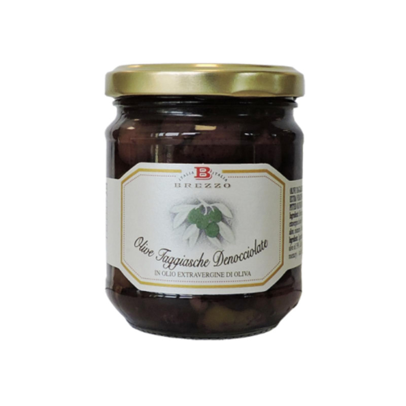 Olive Taggiasche Denocciolate -  in Olio Extravergine di Oliva - Brezzo - Vasetto da 180 g