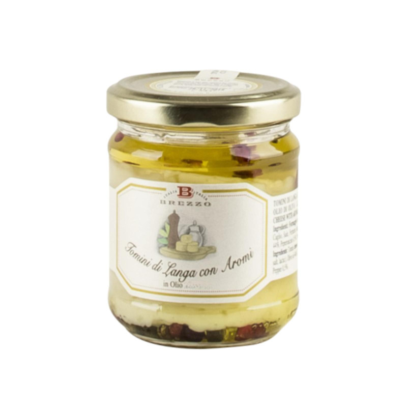 Formaggio Tomini di Langa con Aromi - in Olio - Brezzo - Vasetto da 180 g
