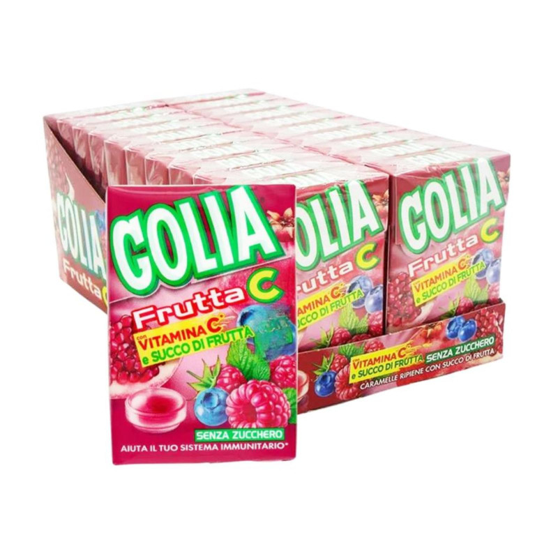 FRUTTA C ASTUCCIO - Caramelle Golia - Frutti Rossi - Frutta C - Vitamina C - 20 Astucci da 49 gr