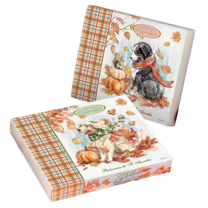 Scatola Regalo - Funny dogs - Flamigni - con Pasticceria da tè Assortita - 215 g