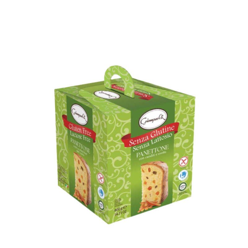 Panettone Giampaoli - Senza Glutine Senza Lattosio - Con Uvetta e Canditi - 400 g