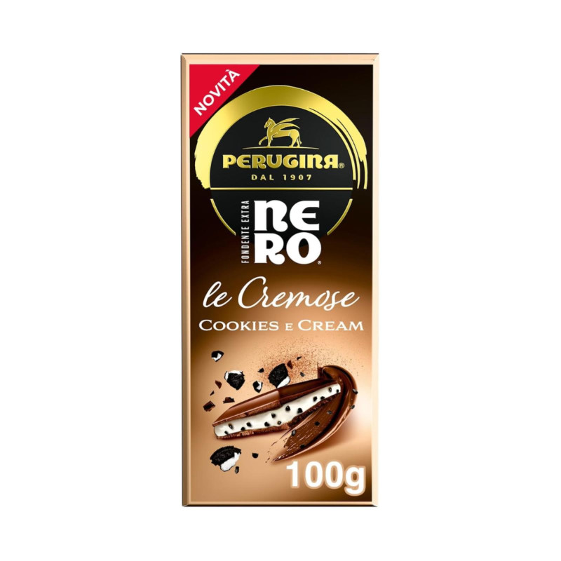 Tavoletta Perugina - Fondente Nero - Le Cremose - Ripieno Cookies e Cream - 100 g