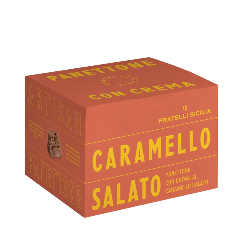 Panettone Artiginale - Fratelli Sicilia - Caramello Salato - Scatola da 750 g