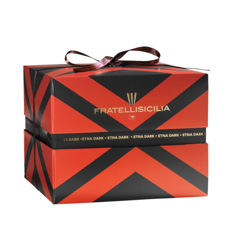 Panettone Artiginale - Fratelli Sicilia - Etna Dark - Cioccolato e Arancia Rossa - Scatola da 1,1 kg
