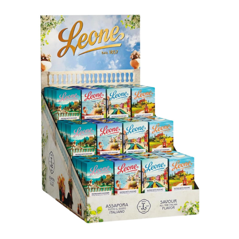 Caramelle Dure - Pastiglie Assortite Dissetanti - Paesaggi Italiani - Leone - Expo da 36 pz da 27 g